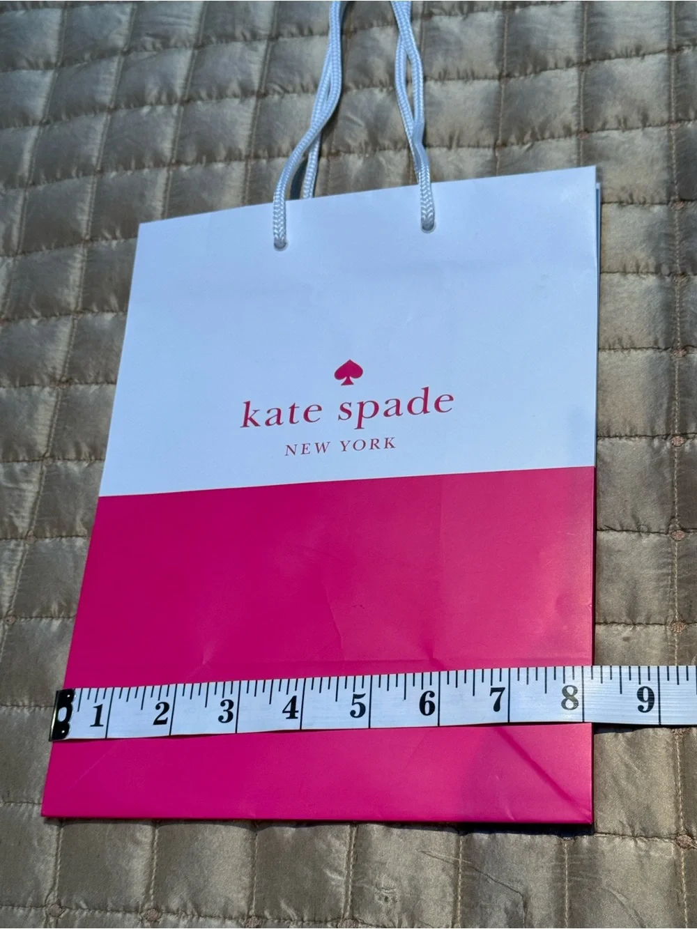 Kate Spade White and Hot Pink Two-Tone Gift Bag